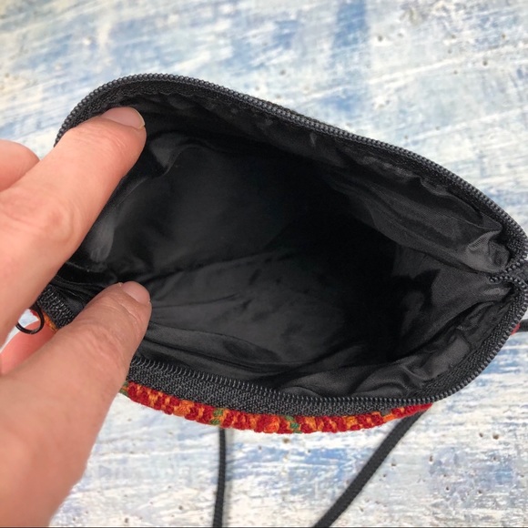 Woven boho crossbody tapestry bag rust orange red - Picture 8 of 8